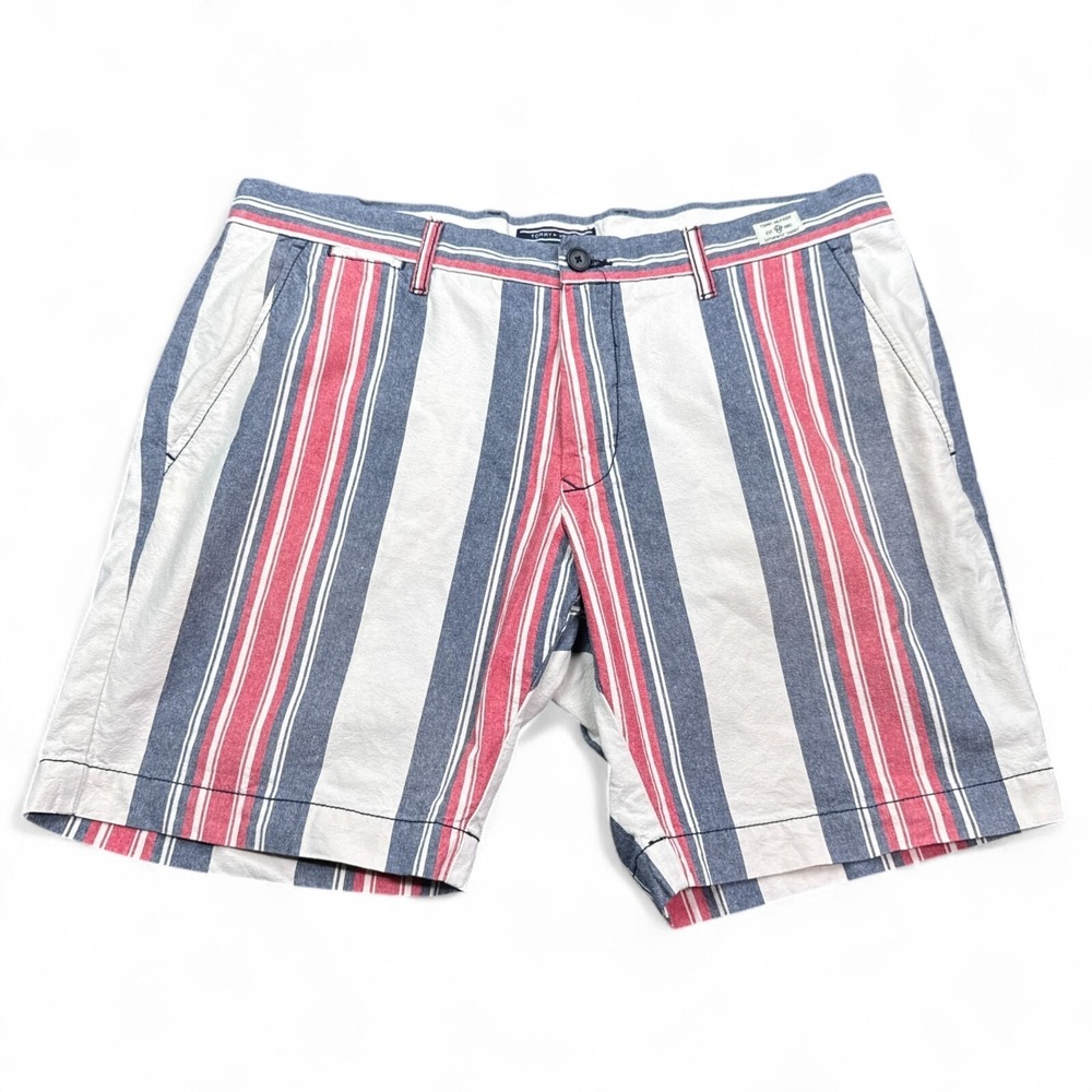Vintage Tommy Hilfiger Chino Shorts Mens Size 38 Falg Striped Flat Front Casual